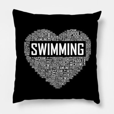 Swimming Heart Throw Pillow Official Swimming Gifts Merch
