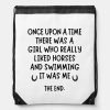 a girl who really liked swimming and horses drawstring bag r9d1663c90f2943f4a86259d427d6818e zffcx 1000 - Swimming Gifts
