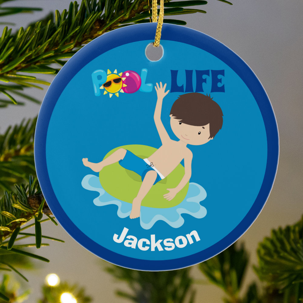 cool pool boy personalized kids swim team ceramic ornament r av5vok 1000 - Swimming Gifts