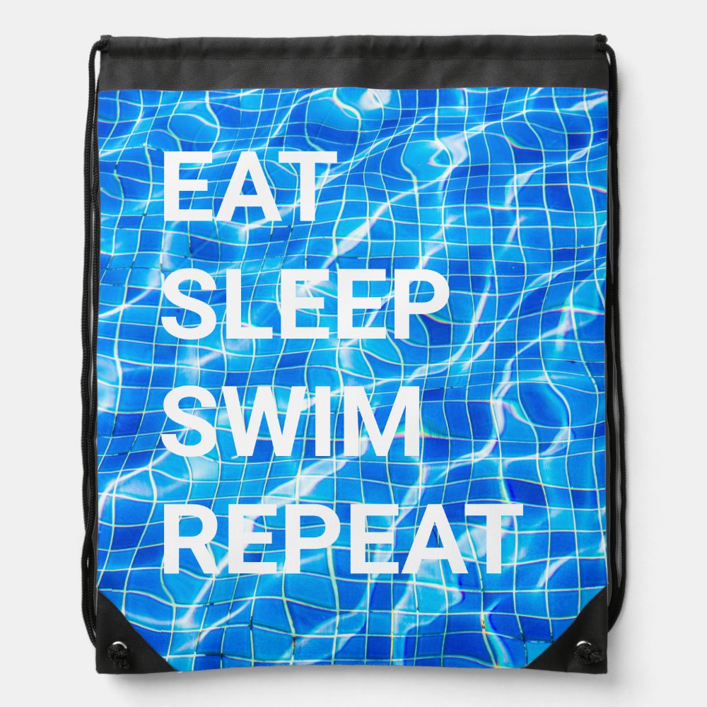 eat sleep swim repeat swimming pool aquatic drawstring bag - Swimming Gifts