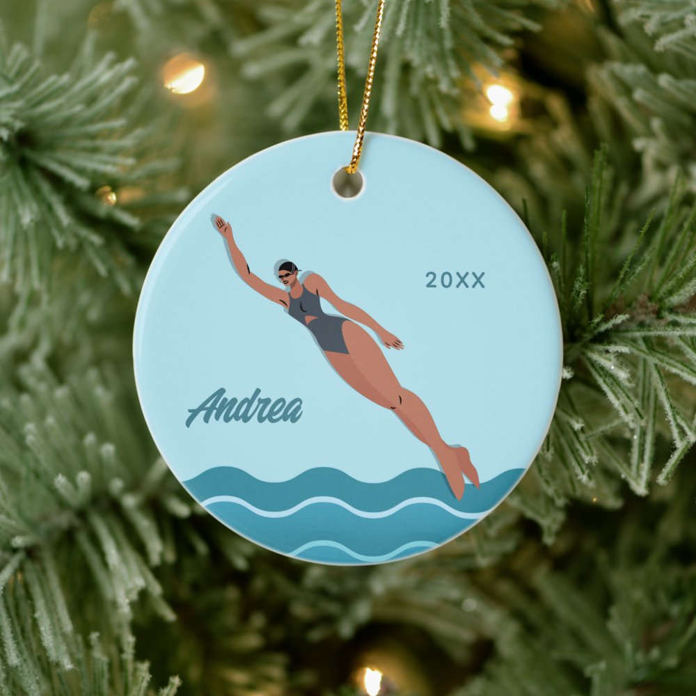 girl swimmer blue pool water name year swimming ceramic ornament r162d6ad16bf44202a0af140941f5be35 05wi1 8byvr 1000 - Swimming Gifts