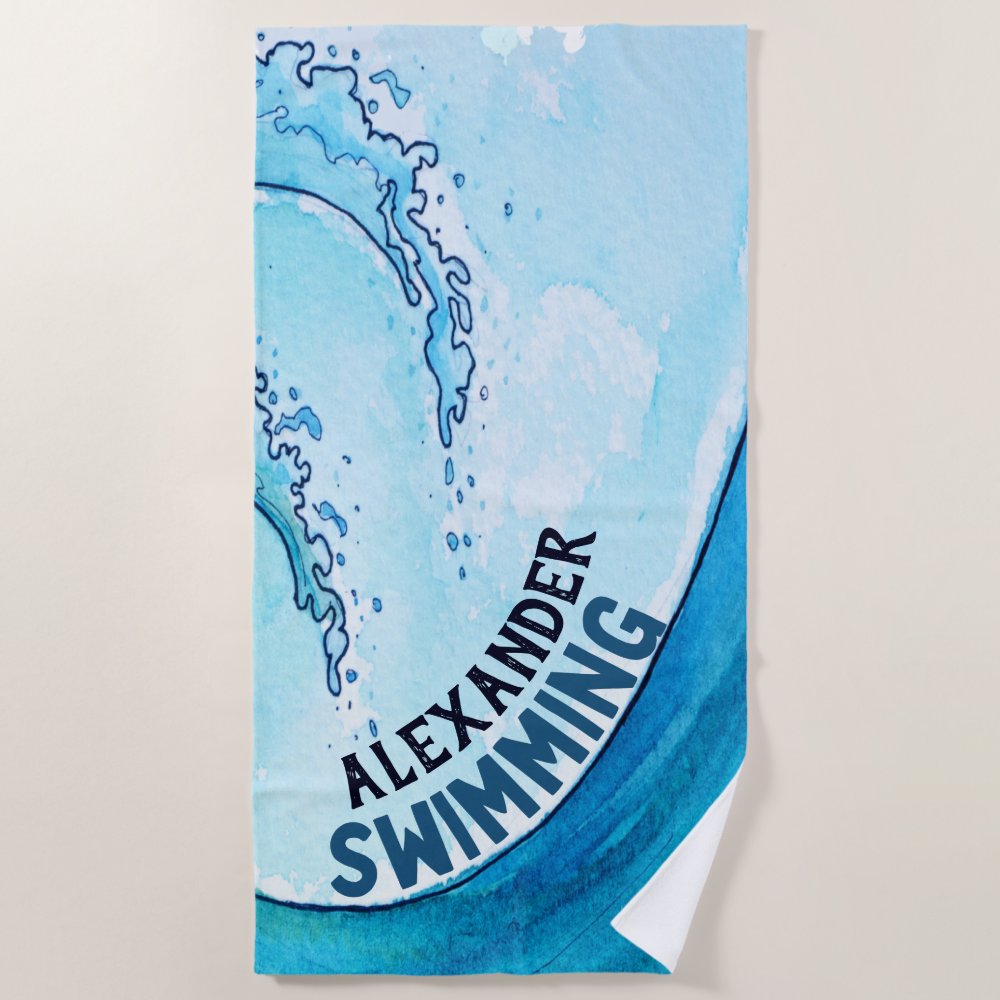 monogram beach wave swim team sports beach towel re5fd5d988c85434b9ff28a7561749abc eapwm 1000 - Swimming Gifts