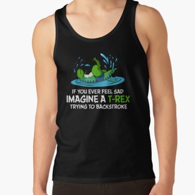 T-Rex Dinosaur Hates Backstroke Swimming Tank Top Official Swimming Gifts Merch