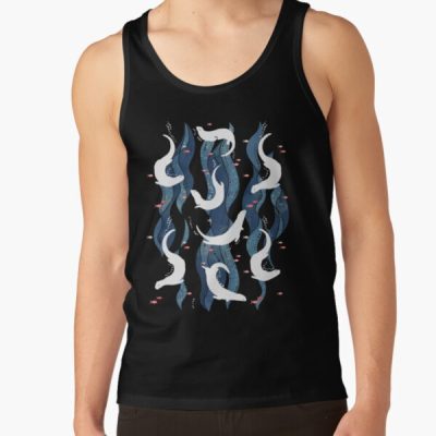 Swimming Otters On Navy Blue Tank Top Official Swimming Gifts Merch