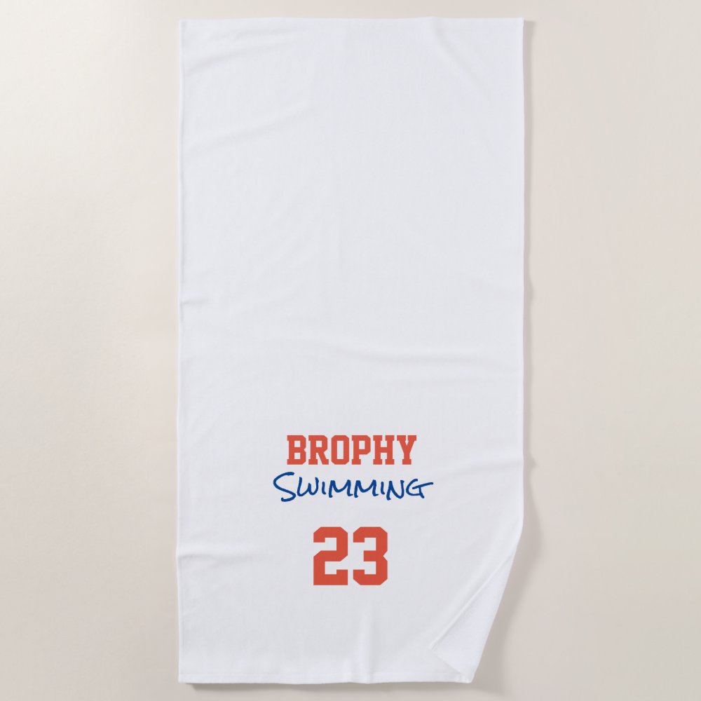 sports school name swimming year team colors beach towel rea0e385ad98e45cfbacc911e6ae93e49 eapwm 1000 - Swimming Gifts