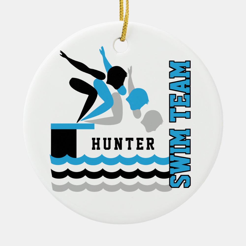 swim dive team baby blue boy ceramic ornament - Swimming Gifts