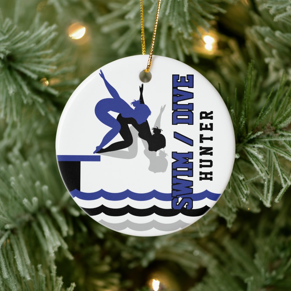 swim dive team dark blue and black ceramic ornament rdc60830a665844be85a0a6e0f09cef8f 05wi1 8byvr 1000 - Swimming Gifts