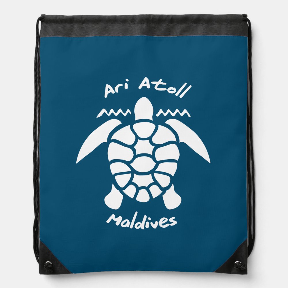 swimming with turtles at the maldives on ari atoll drawstring bag - Swimming Gifts