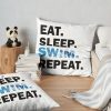Eat Sleep Pool Repeat| Swimmer Swimming Throw Pillow Official Swimming Gifts Merch