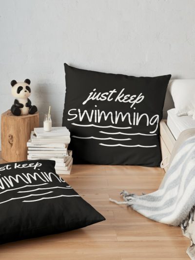 Just Keep Swimming Throw Pillow Official Swimming Gifts Merch