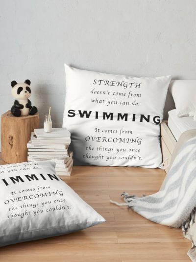 Swimming Inspirational Quote Throw Pillow Official Swimming Gifts Merch