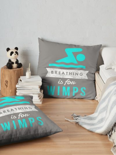 Funny Swimming Is For Wimps Girls & Boys Gift Throw Pillow Official Swimming Gifts Merch