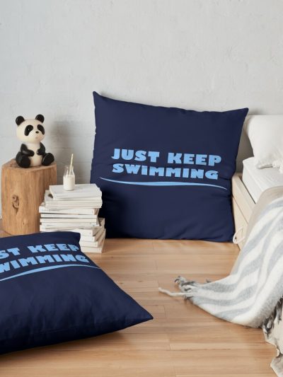 Just Keep Swimming Throw Pillow Official Swimming Gifts Merch