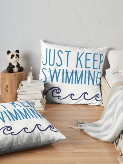 Just Keep Swimming Throw Pillow Official Swimming Gifts Merch