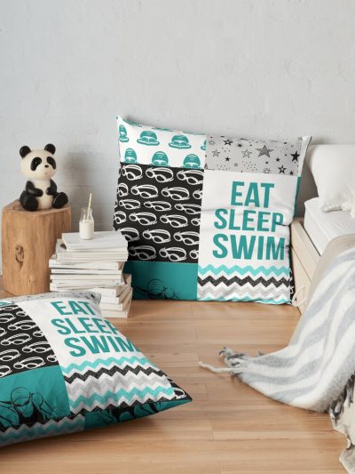Swimming Shape Pattern Purple Gift For Swimming Lovers Throw Pillow Official Swimming Gifts Merch