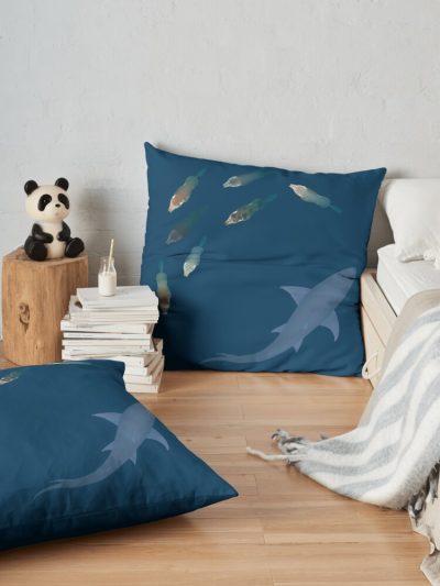 Guess The Pack Of Wolves Is Swimming With The Shark Now! Throw Pillow Official Swimming Gifts Merch
