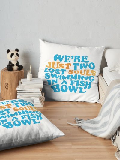 Pink Floyd - We’Re Just Two Lost Souls Swimming In A Fish Bowl Throw Pillow Official Swimming Gifts Merch