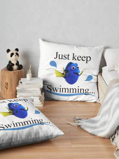 Finding Dory - Just Keep Swimming Throw Pillow Official Swimming Gifts Merch