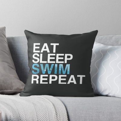 Eat Sleep Swim Repeat| Swimmer Swimming Throw Pillow Official Swimming Gifts Merch