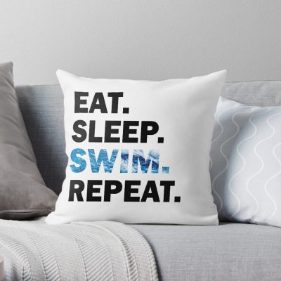 Eat Sleep Pool Repeat| Swimmer Swimming Throw Pillow Official Swimming Gifts Merch