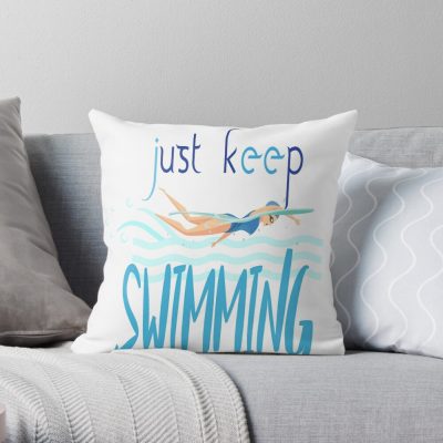 Swimming Just Keep Swimming Throw Pillow Official Swimming Gifts Merch