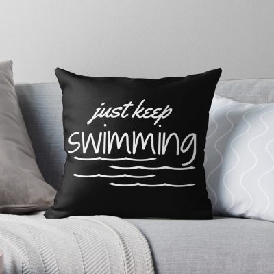 Just Keep Swimming Throw Pillow Official Swimming Gifts Merch