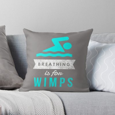 Funny Swimming Is For Wimps Girls & Boys Gift Throw Pillow Official Swimming Gifts Merch