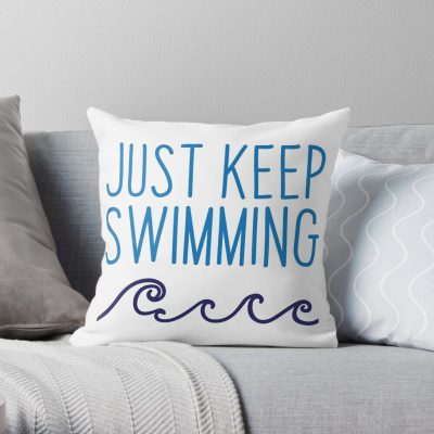Just Keep Swimming Throw Pillow Official Swimming Gifts Merch