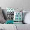 Swimming Shape Pattern Purple Gift For Swimming Lovers Throw Pillow Official Swimming Gifts Merch