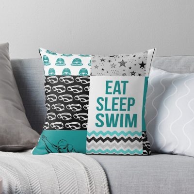 Swimming Shape Pattern Purple Gift For Swimming Lovers Throw Pillow Official Swimming Gifts Merch