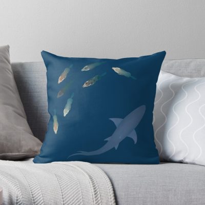 Guess The Pack Of Wolves Is Swimming With The Shark Now! Throw Pillow Official Swimming Gifts Merch