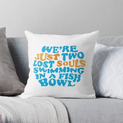 Pink Floyd - We’Re Just Two Lost Souls Swimming In A Fish Bowl Throw Pillow Official Swimming Gifts Merch
