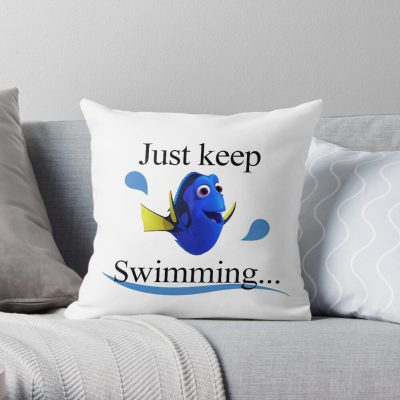 Finding Dory - Just Keep Swimming Throw Pillow Official Swimming Gifts Merch