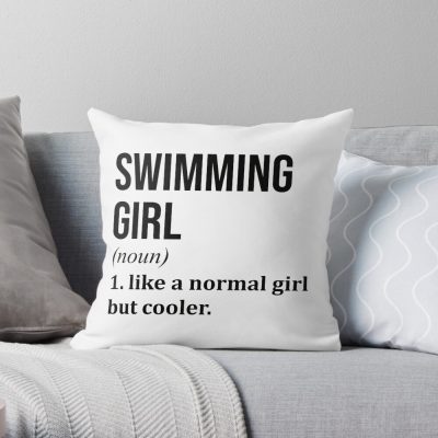 Swimming Girl Funny Quote Throw Pillow Official Swimming Gifts Merch