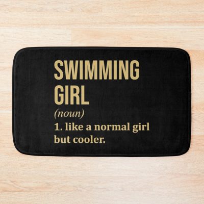 Swimming Girl Definition In Gold Bath Mat Official Swimming Gifts Merch