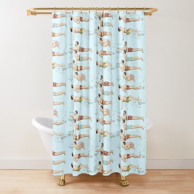 Learning To Swim Vintage French Swimmers Shower Curtain Official Swimming Gifts Merch