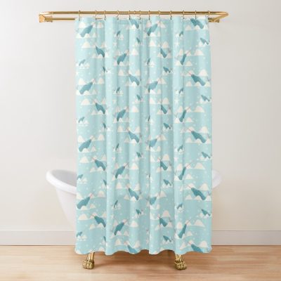 Swimming Narwhal Blue Shower Curtain Official Swimming Gifts Merch