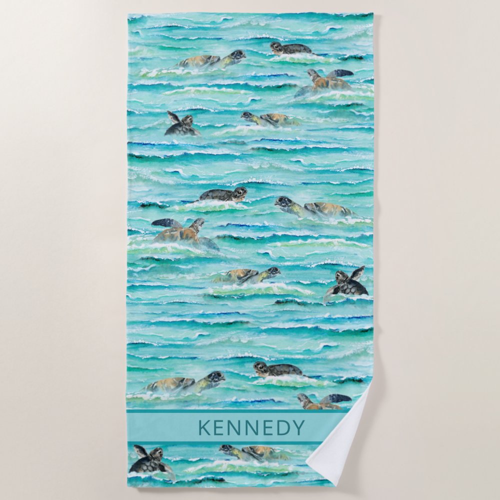 watercolor sea turtles ocean swim beach towel r4f014b3ce49740609cc50b35b98ed4b0 eapwm 1000 - Swimming Gifts