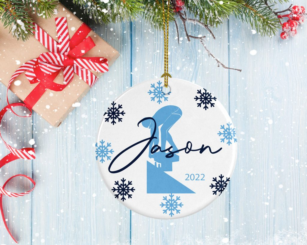 Swimmer Porcelain Blue Ornament