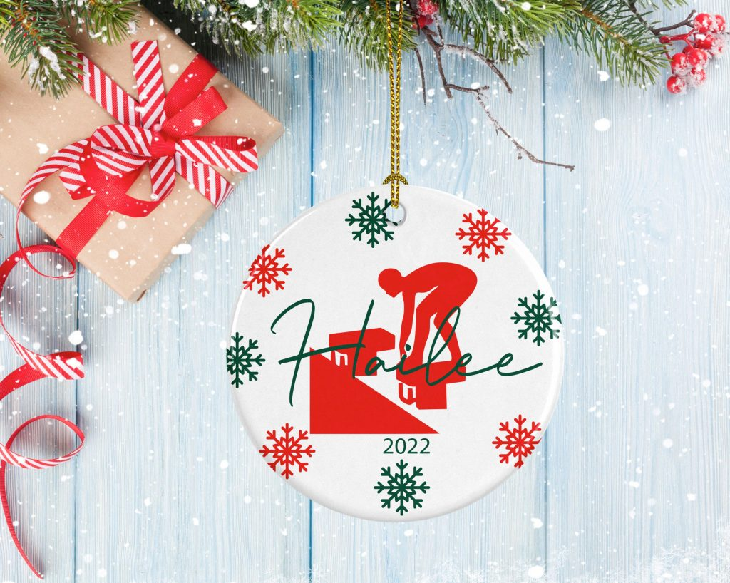 Swimmer Porcelain Red Ornament