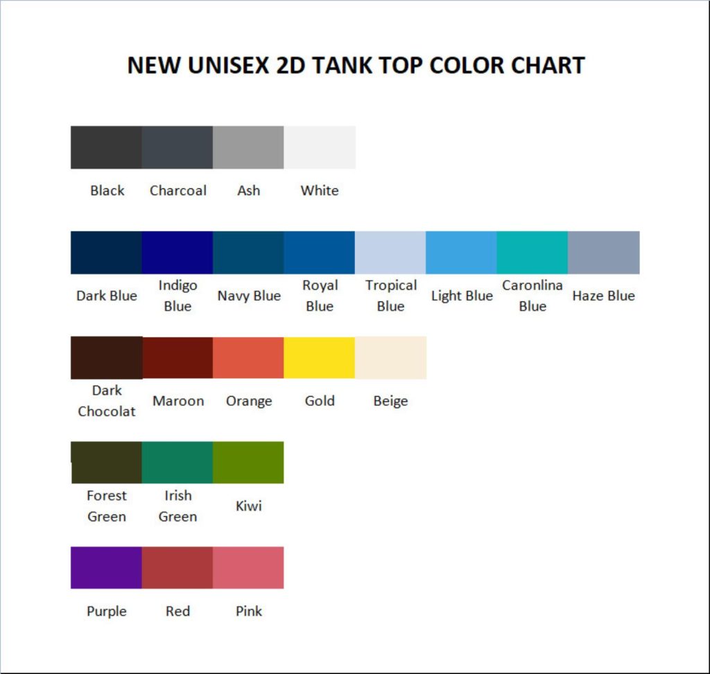 tank top color chart - Swimming Gifts