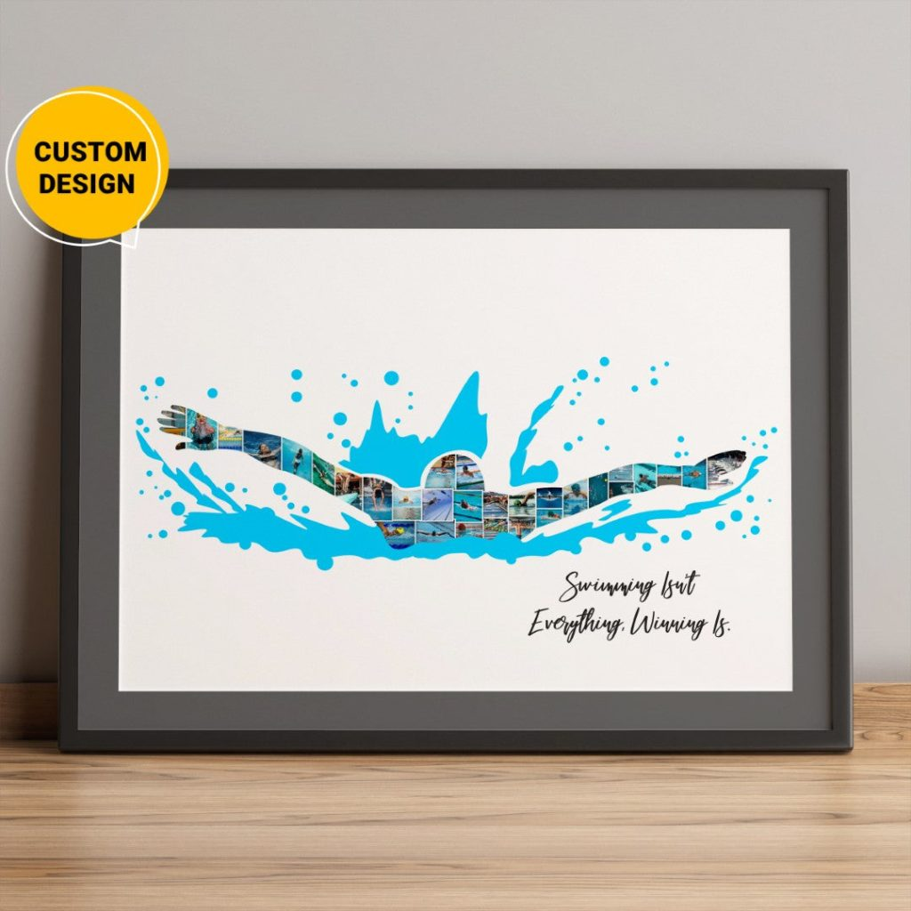 Custom Swimming Themed Photo Collage Gift Wall Art